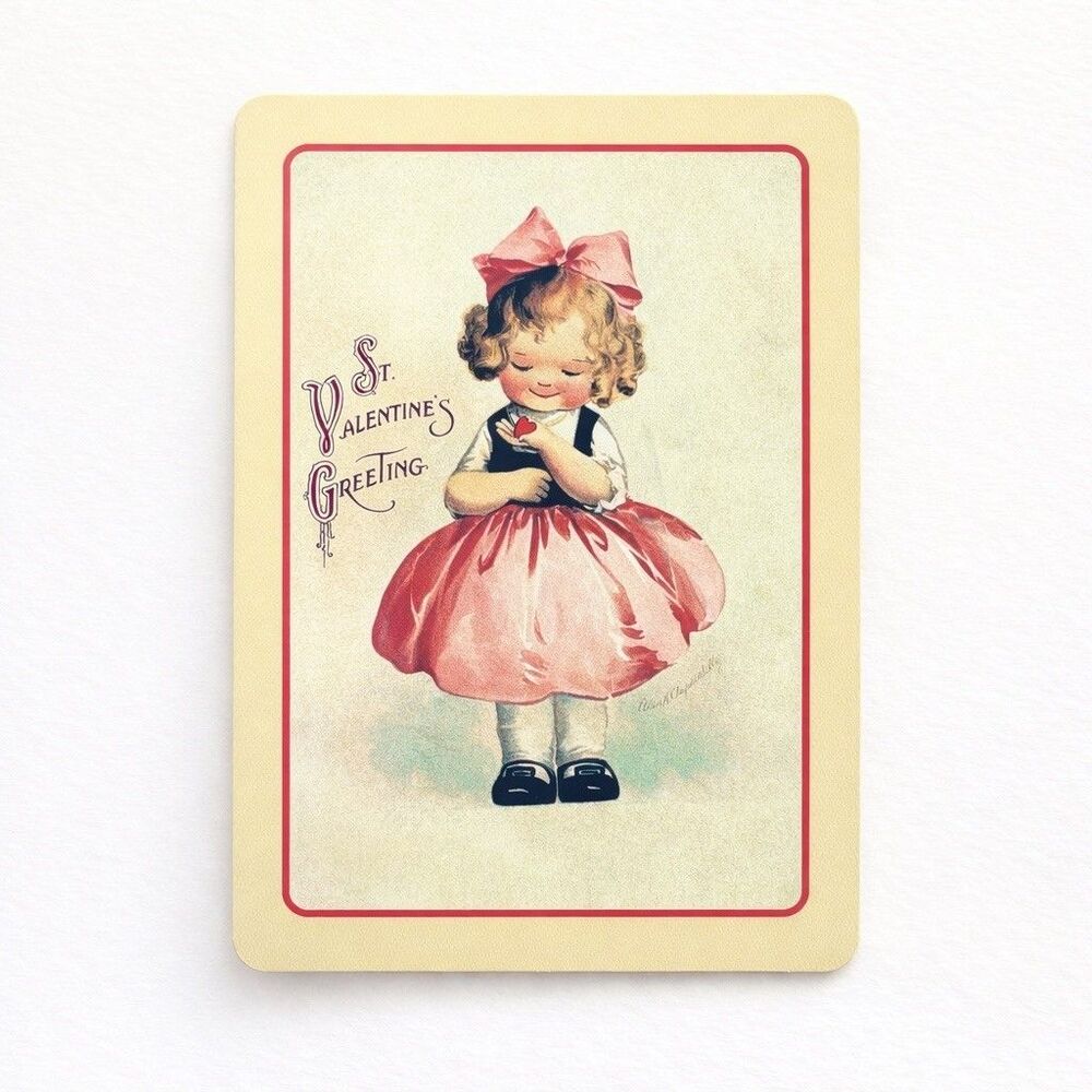 Vintage Hallmark Valentine Cards Set Of 3 Girl In Pink Dress Ellen Clapsaddle